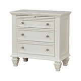 Cream White 3-drawer Nightstand with Pull Out Tray B062P148635