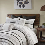 ZUN Cotton Printed Duvet Cover Set with Trims B03596488