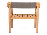 CREATIVE BRAIDED ACACIA WOOD OUTDOOR DINING CHAIRS WITH ARMRESTS, SUITABLE FOR OUTDOOR DINING AND N770P269704G