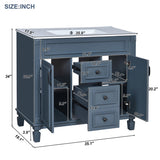 36'' Bathroom Vanity with Top Sink, Modern Bathroom Storage Cabinet with 2 Soft Closing Doors and 2 N710P230231C
