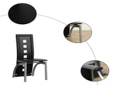 4pcs long backrest square hollow decoration PU leather dining chair round tube black cushion 98227246
