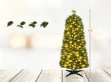 5FT Narrow Pencil Artificial Christmas Tree , Pre-Lit Warm White LEDs, Flame-Retardant PVC, Easy 06276303