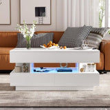 U-Can Lift-Top Coffee Table with 2 Drawers, Modern Coffee Table with Adequate Hidden Compartment, N724P290058K