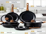 20-Piece Aluminum Cookware Set, Black Non-Stick Pots and Pans Set with Assembled Handles - 6 Pots 54655356
