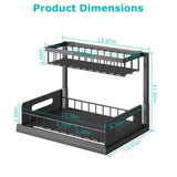 ZUN 2 Tier Under Sink Organizers Pull Out Under Cabinet Basket Storage Shelf Sliding Drawer for Kitchen 06715609