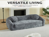 86-inch Curved Convertible Sofa Recliner, 2-in-1 Frameless Folding Sofa Bed with Pull-Out Base and W3505P452818
