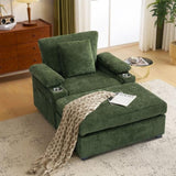 Modern Oversized Chair with Ottoman,Chenille Fabric Sofa Bed,Accent Chair Comfy Sofa with Cupholders W2606P293158