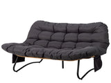1339487cm 2-Seater Curved Wicker Loveseat with Magazine Pockets & Grey Cushion 76917434