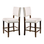 ZUN Set of 2 Linen Upholstered Dining Chairs with Nailhead Trim in Brown Cherry and Ivory B016P154455