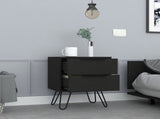 2 Nightstand, Hairpin Legs, Two Drawers, Black B097132918