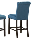 ZUN Leviton Solid Wood Tufted Asons Counter Height Stool, Set of 2, Blue T2574P165114