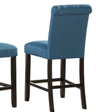 ZUN Leviton Solid Wood Tufted Asons Counter Height Stool, Set of 2, Blue T2574P165114