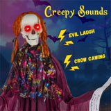 6ft Life-Size Animated Halloween Girl Prop - Eerie Book, Sound-Activated 42831267