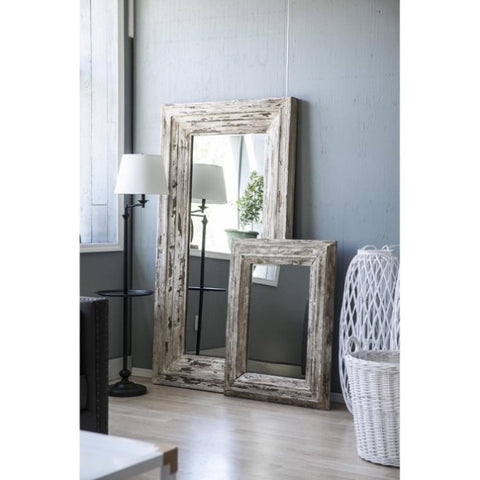 ZUN 30x2x39" Rectangle Wall Accent Mirror with Distressed Wood Frame W2078P154685