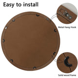 23.62 inches Wood Round Decorative Mirrors for Wall Decor, Rustic Circle Mirror for Bedroom, W2295P246675