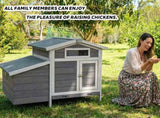 Outdoor Gray Free-Range Wooden Chicken Coop with Asphalt Roof, Pull-Out Tray, Nesting Box with Easy W773P461967