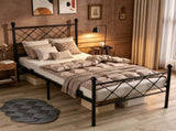 78"40" Twin Metal Platform Bed Frame, X-Design Headboard & Footboard with LED Lights, USB & Type-C 33847387