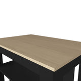 ZUN Aztec Kitchen Island in melamine with open storage, Light pine + black B128P227634