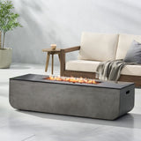 ZUN Outdoor Patio Concrete Fire table, Rectangle Gas Burning 56-Inch Fire Pit - 50, 000 BTU, Light Gray 11233666