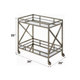 Kristensen Mirrored & Antique Gold Finish Serving Cart B2726P287299