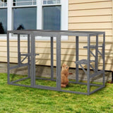 Spacious wooden cat cage with waterproof roof with adjustable pedals suitable - gray black W2181P151919