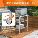 Stainless Steel Table with Wheel Caster 24 x 36 Inches Metal Food Prep Work Table with 2 Adjustable W1192P301449