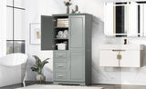 ZUN Tall and Wide Storage Cabinet with Doors for Bathroom/Office, Three Drawers, Grey WF299285AAG