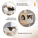 ZUN 56.7" Cat Tree with Litter Box , for Indoor Cats with Storage Cabinet and Cozy Cat Condo, Sisal 05599943