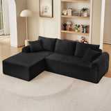 Full-Compression Chaise Lounge Set Modular Corduroy Sectional with Arched Armrests, Non-Slip Base, 92584899