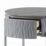 Grey High Gloss and Chrome End Table with Drawer B062P209132