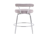 Contemporary Counter Stool in Chrome and Light Grey Fabric - Set of 2 B202P222102