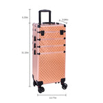 ZUN 4-in-1 Draw-bar Style Interchangeable Aluminum Rolling Makeup Case-Rose Gold 70986434