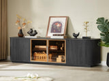 64-Inch Wavy TV Cabinet, Round Sideboard, Wooden Vertical Stripe Storage Cabinet, Aluminum Door 24647726