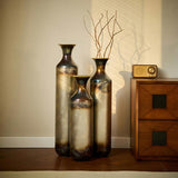 Floor metal vase modern style decoration droplet shaped white metal vase 3-piece set gorgeous W2796P290476
