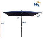 ZUN 10 x 6.5t Rectangular Patio Solar LED Lighted Outdoor Umbrellas with Crank and Push Button Tilt for 85338922