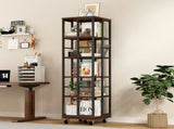5 Tiers Rotating Bookshelf, Corner, 360 Display Wood Spinning Bookshelves, Floor Standing 41302090