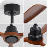 ZUN 48 Inch Ceiling Fan Without Light, 3 Solid Wood Blades Outdoor Ceiling Fan 6-speed Reversible DC 15159933