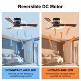 ZUN 42 Inch Ceiling Fan no light with Remote Control, Low Profile Flush Mount Ceiling Fan without W2352P221669