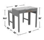 ZUN Light Gray Counter Height Table w NESTED TABLE Dining Room Furniture Faux Marble Top Table B011P232972