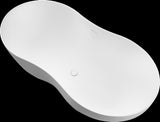 67" Freestanding Solid Surface Bathtub, Stone Resin Freestanding Bath Tub with Overflow and Pop-up W1573P225099
