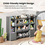Gray Multi-Functional Kids Storage Shelf - Toy OrganizerBookcase, 56"x12"x39", Anti-Toppling, 74838693