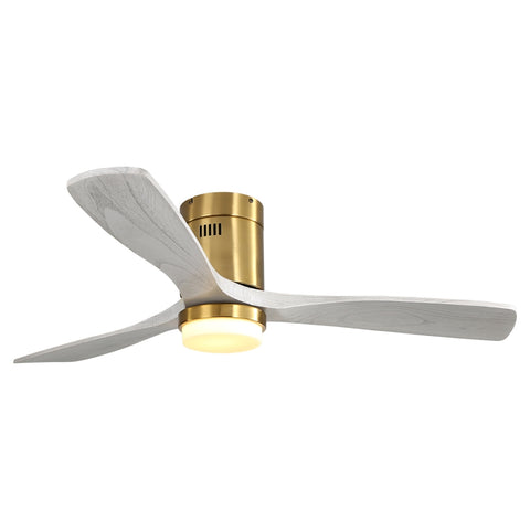 ZUN 52 Inch Decorative LED Ceiling Fan With Dimmable LED Light 6 Speed Remote 3 Solid Wood Blades W934102584