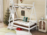 Twin House Platform Bed with Stairs, Solid Wood Twin Bed Frame, Low Profile and Childlike Fun W1580P354718