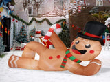 9.8ft Reclining Gingerbread Man, 6 LED Lights, Drawstring Bag, Christmas Inflatable Decoration, 12V, 77710767