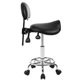 Saddle Stool with Back Support, Rolling Stools with Foot Rest, Ergonomic Adjustable Stool with N753P300969B