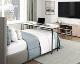 ZUN White Finish Multipurpose Over the Bed Desk with Adjustable Height, Metal Legs with Casters, Overbed B011P244980