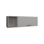 ZUN Wall Shelf 14.9" H, with 1 Door and 3 Shelves, Smokey Gray B097P250878