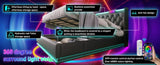 Queen size Upholstered bed, 360 surround LED function, Buttons/Apps/Remote Control, hydraulic N736P188807B
