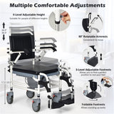 4-in-1 Multifunctional Commode Chair/ Shower/Wheelchair/Normal Chair, 4-Level Height Adjust 42944991