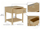 Bamboo Bedroom Nightstand with Charging Station, 2 Tier End Table, Bamboo Bedside Table with USB W2207P504489